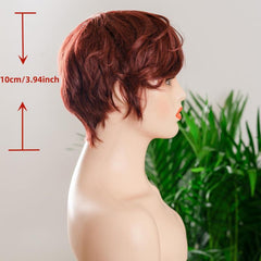 Burgundy Short Curly Fluffy Wig Synthetic Wig For Women Daily Party