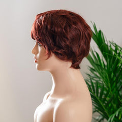 Burgundy Short Curly Fluffy Wig Synthetic Wig For Women Daily Party