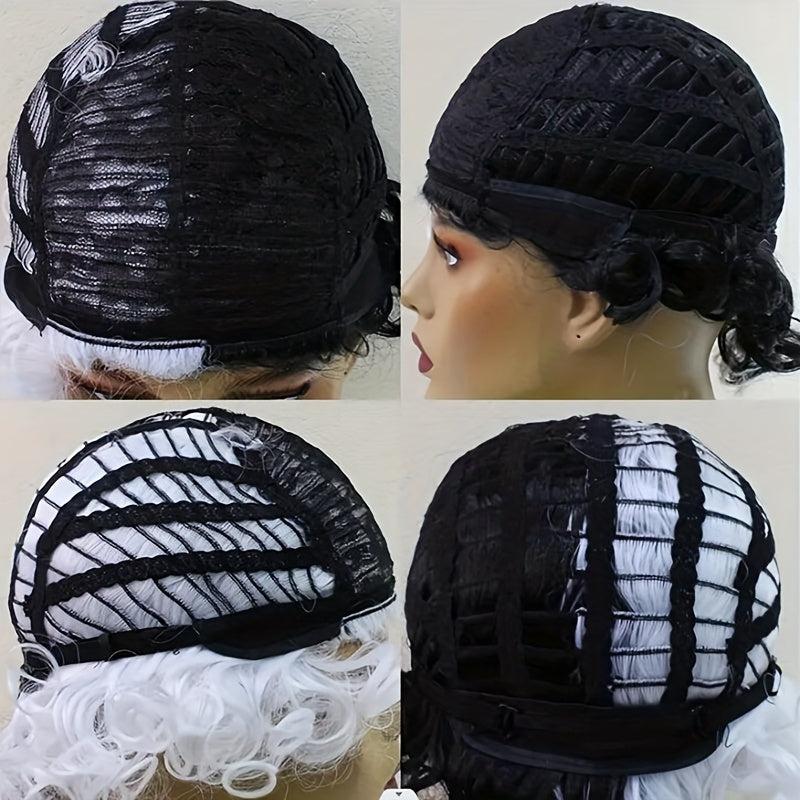 Half & Short Curly Wig for Women - Halloween Party Costume Wig