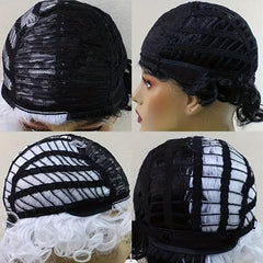 Half & Short Curly Wig for Women - Halloween Party Costume Wig