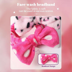 10pcs Pink Makeup Kit Triangle Puff Sponge & Leopard Print Headband Set