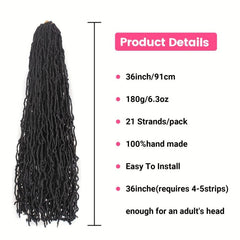 44 Cm Faux Locs Crochet Braids Hair Extensions Pre-looped Synthetic Long