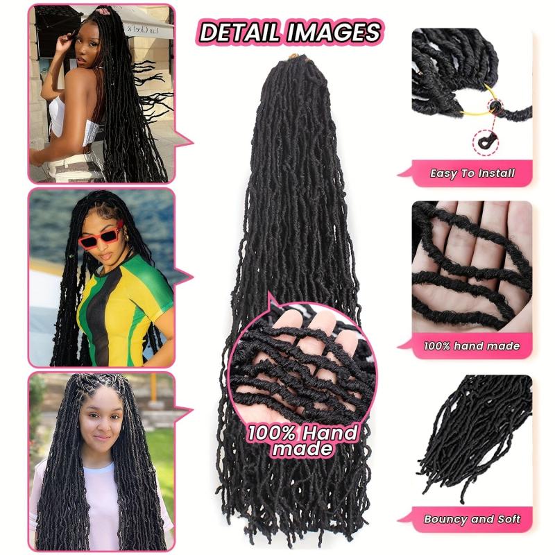 44 Cm Faux Locs Crochet Braids Hair Extensions Pre-looped Synthetic Long