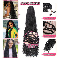 44 Cm Faux Locs Crochet Braids Hair Extensions Pre-looped Synthetic Long