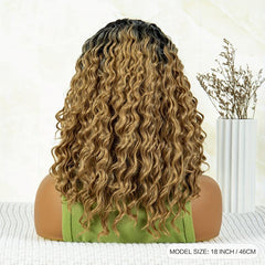 Ombre Brown Deep Wavy Shoulder Length Synthetic Wig