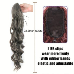 Gray Wavy Ponytail Hair Clip In Hairpiece