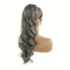 Gray Wavy Ponytail Hair Clip In Hairpiece