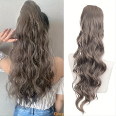 Gray Wavy Ponytail Hair Clip In Hairpiece