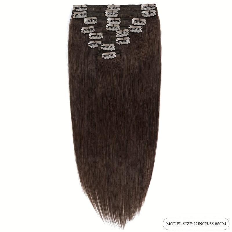 8 Pcs Clip In 2 Long Straight Hair Extensions Brazilian Virgin Human Hair