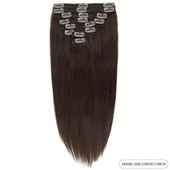 8 Pcs Clip In 2 Long Straight Hair Extensions Brazilian Virgin Human Hair