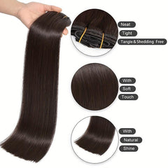 8 Pcs Clip In 2 Long Straight Hair Extensions Brazilian Virgin Human Hair