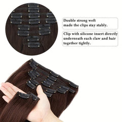 8 Pcs Clip In 2 Long Straight Hair Extensions Brazilian Virgin Human Hair