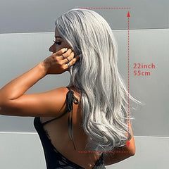 Long Highlight Wig Middle Parted Curly Wavy Synthetic Hair