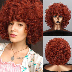 Short Afro Curly Wig for Women Burgundy 30-48 cm