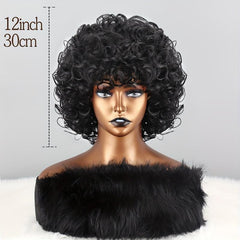 Short Afro Curly Wig for Women Burgundy 30-48 cm