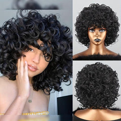 Short Afro Curly Wig for Women Burgundy 30-48 cm