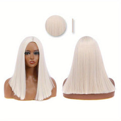 30 48 Cm Straight Bob Wigs Middle Part Natural Looking Synthetic Fiber Wigs