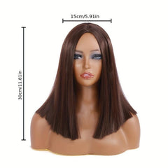 30 48 Cm Straight Bob Wigs Middle Part Natural Looking Synthetic Fiber Wigs
