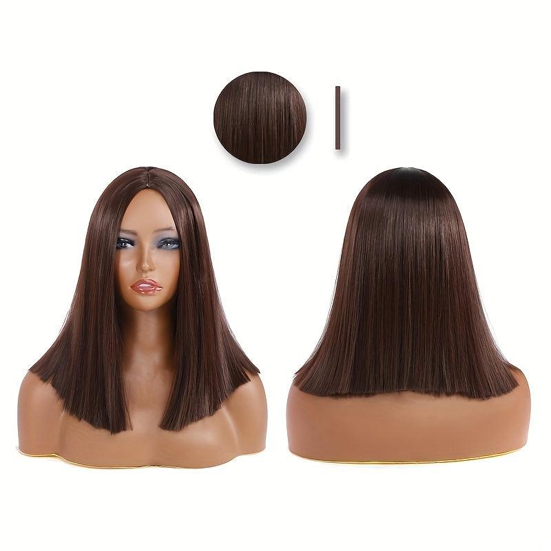 30 48 Cm Straight Bob Wigs Middle Part Natural Looking Synthetic Fiber Wigs