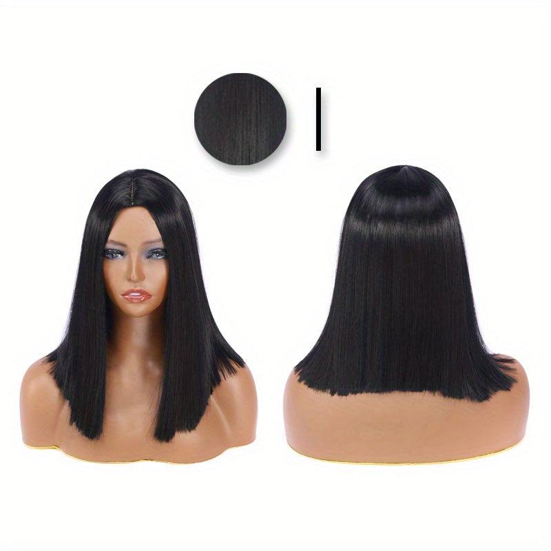 30 48 Cm Straight Bob Wigs Middle Part Natural Looking Synthetic Fiber Wigs
