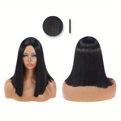 30 48 Cm Straight Bob Wigs Middle Part Natural Looking Synthetic Fiber Wigs