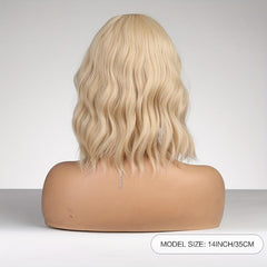 35 56 Cm Shoulder Length Curly Wavy Hair Wigs With Bangs Synthetic Wavy Hair