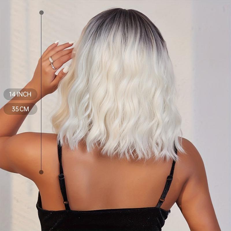 35 56 Cm Ombre Loose Curly Hair Wigs With Bangs Synthetic Hair Replacement