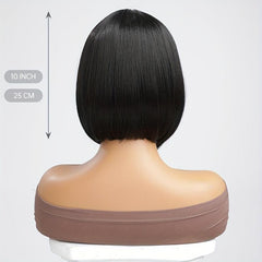 Short Bob Wigs With Bangs 25 4 Cm Synthetic Fiber Hair Replacement