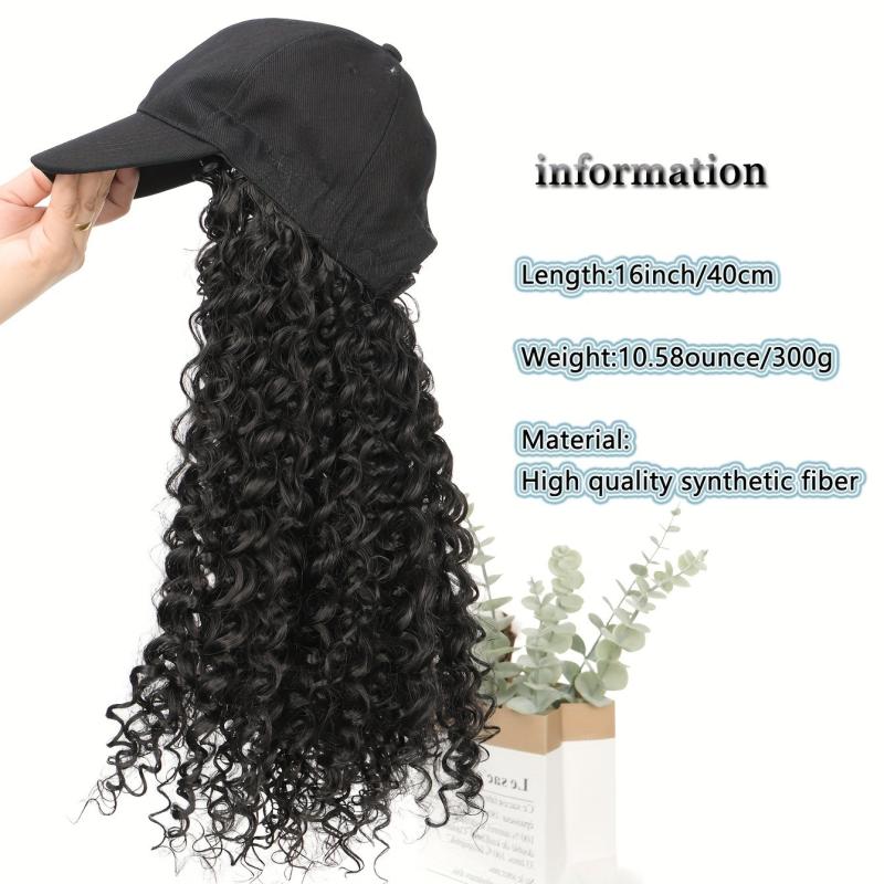 Curly Wavy Hair Wigs With Baseball Cap - All in one Hat Wigs For Women