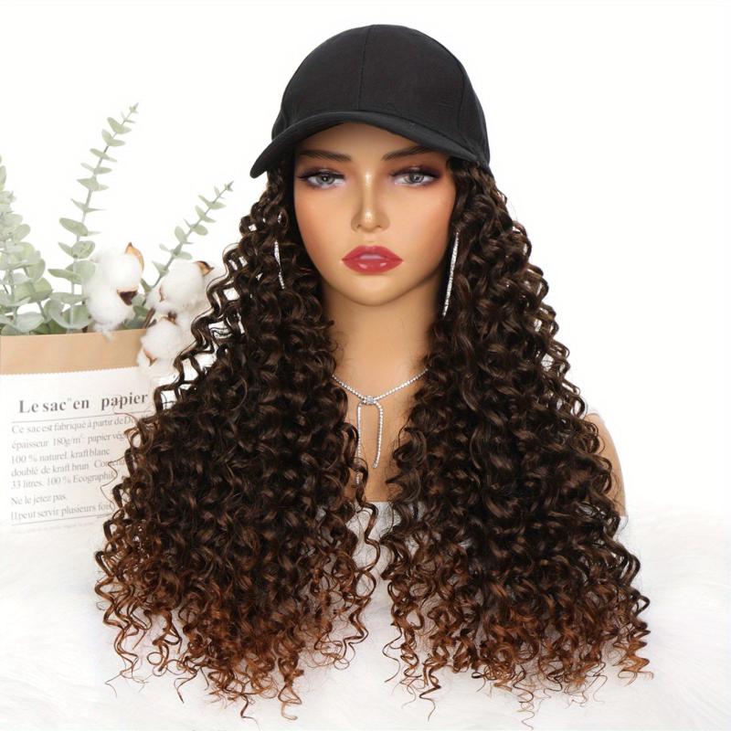 Curly Wavy Hair Wigs With Baseball Cap - All in one Hat Wigs For Women