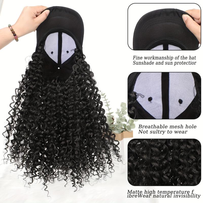 Curly Wavy Hair Wigs With Baseball Cap - All in one Hat Wigs For Women