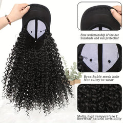 Curly Wavy Hair Wigs With Baseball Cap - All in one Hat Wigs For Women
