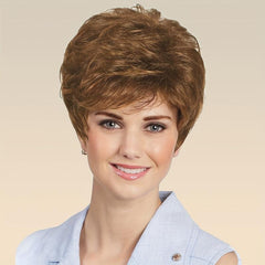 Short Honey Brown Curly Hair Wig Pixie Cut Synthetic Fiber Hair Wigs