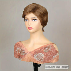Short Honey Brown Curly Hair Wig Pixie Cut Synthetic Fiber Hair Wigs