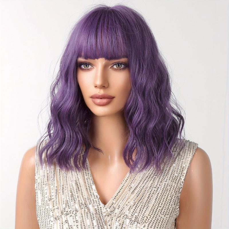Purple Short Wavy Wig for Women - Daily Party Cosplay Style