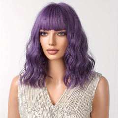 Purple Short Wavy Wig for Women - Daily Party Cosplay Style