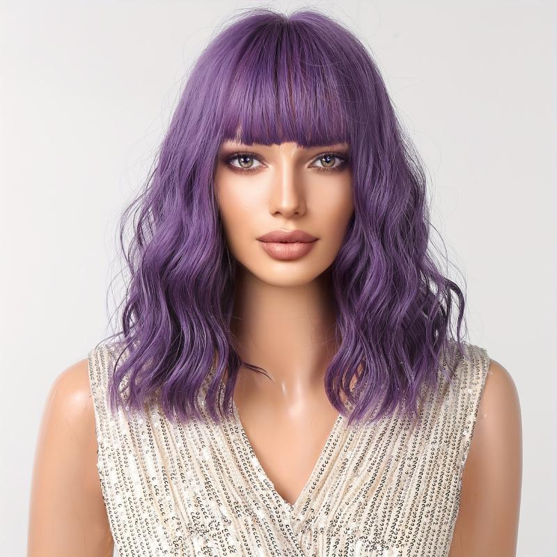 Purple Short Wavy Wig for Women - Daily Party Cosplay Style