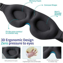 3D Contoured Sleep Mask Adjustable Strap Eye Cover Soft Comfy Eye Shade