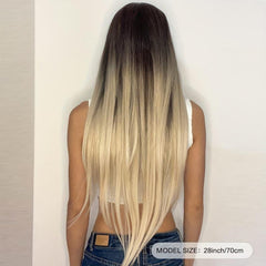 Ombre Long Straight Wigs 71 12 Cm Soft Natural Wigs Ombre Blonde With Bangs
