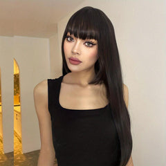 Ombre Long Straight Wigs 71 12 Cm Soft Natural Wigs Ombre Blonde With Bangs