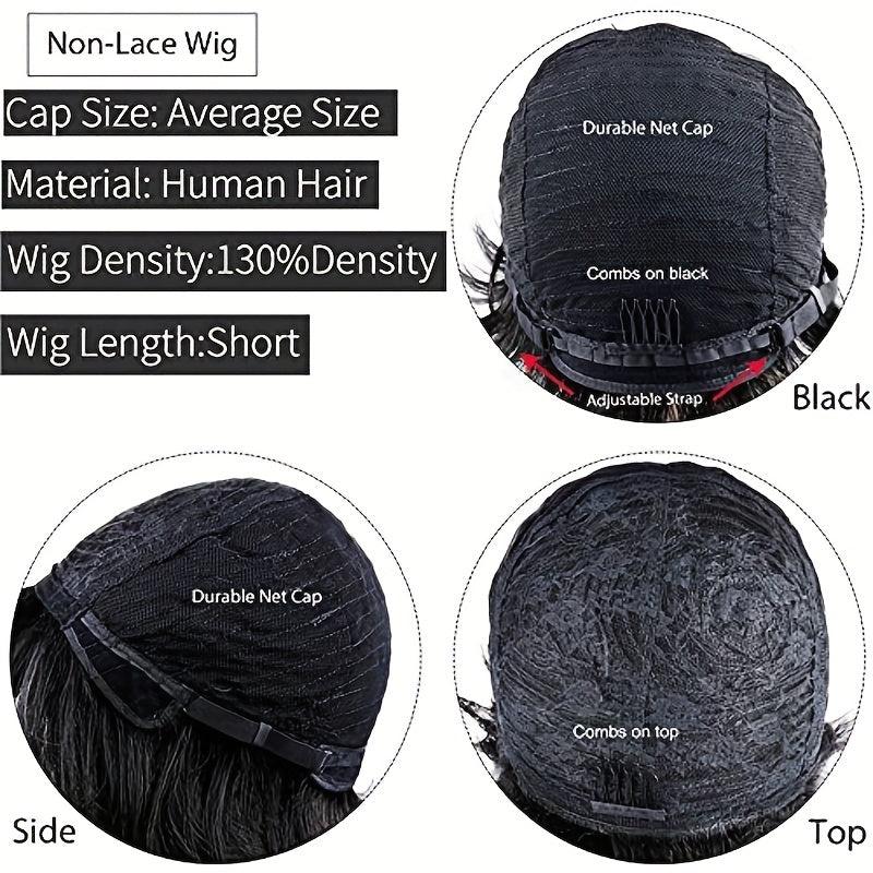 Short Wavy Layered Human Hair Pixie Wig for Women