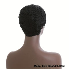 Short Wavy Layered Human Hair Pixie Wig for Women