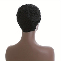 Short Wavy Layered Human Hair Pixie Wig for Women