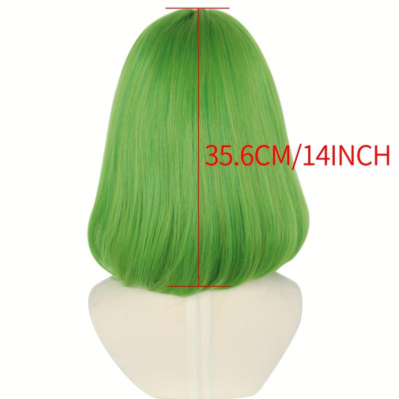Green Short Straight Hair Wigs With Bangs And Braids