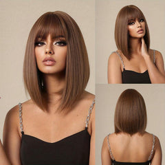 35 56 Cm Synthetic Straight Wigs with Bangs for Women