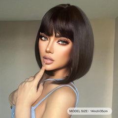 35 56 Cm Synthetic Straight Wigs with Bangs for Women