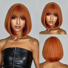 35 56 Cm Synthetic Straight Wigs with Bangs for Women