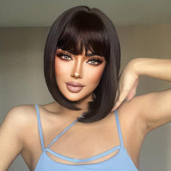 35 56 Cm Synthetic Straight Wigs with Bangs for Women