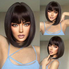35 56 Cm Synthetic Straight Wigs with Bangs for Women