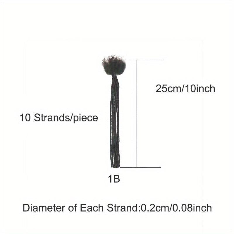 10 Strands Human Hair Dreadlock Extensions 0 Diameter Full Hand Permanent